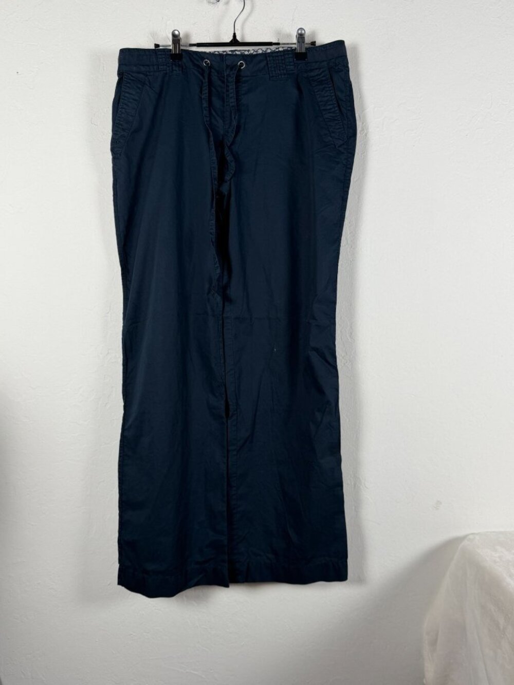 Hei Hei Anthropologie Women Navy Linen Drawstring Wide Leg Utility Pants Size 12